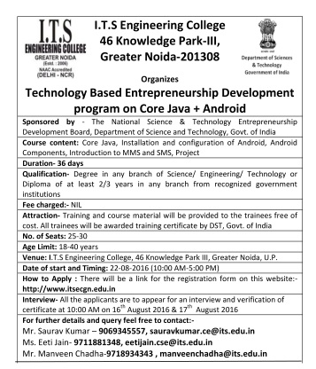 Technology Based Entrepreneurship Development