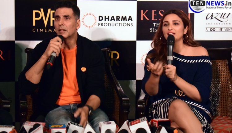 Akshay Kumar, Parineeti Chopra and Anurag Singh promotes Kesari in New Delhi