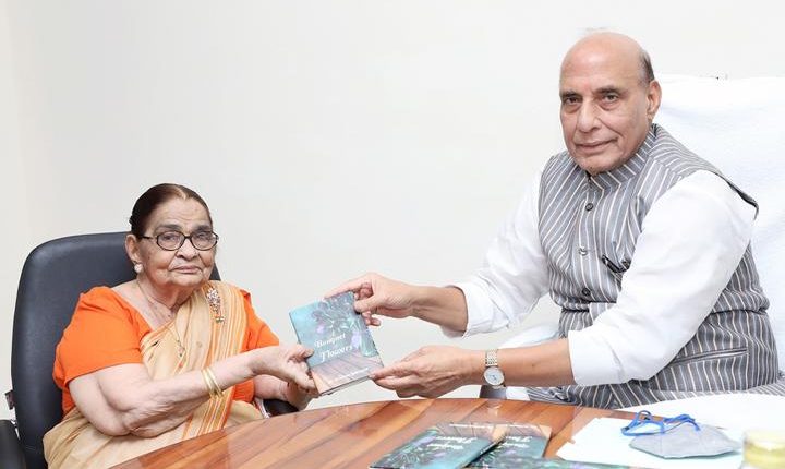 Pic 1 Dr Krishna Saksena and The Defence Minister of IndiaMr Rajnath Singh